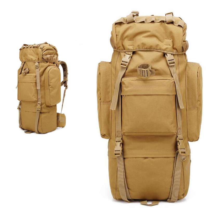 sac à dos randonnée professionnel en toile de camouflage étanche à double épaule 90 l – kaki