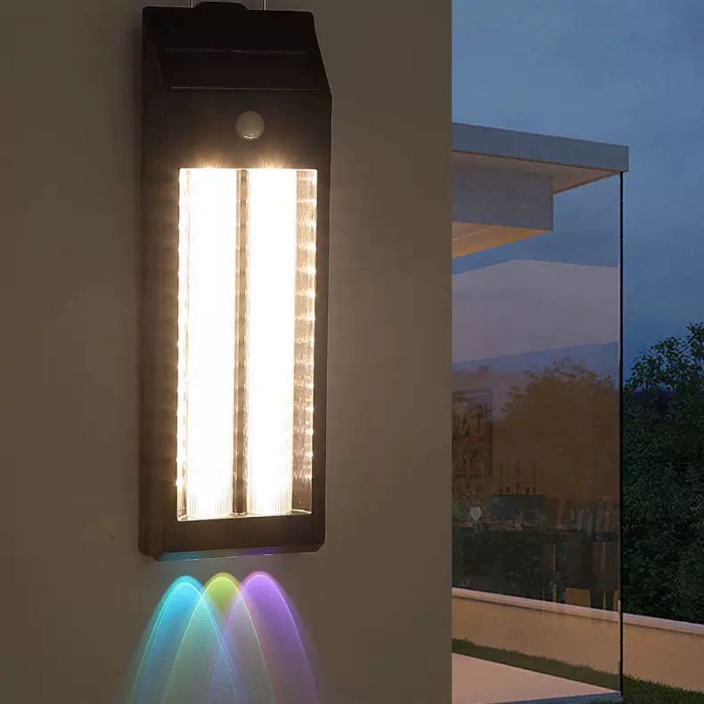 Lanterne Murale Solaire avec Lumière Colorées et Détecteur de Mouvements – مصباح خارجي يعمل بالطاقة الشمسية - الصورة 5