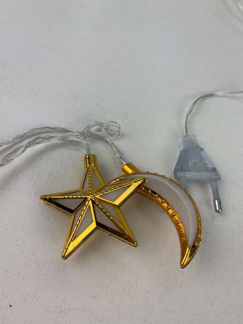 Guirlande Lumineuse Eid et Ramadan LED 10pcs - إضاءة رمضان على شكل قمر ونجمة - الصورة 3