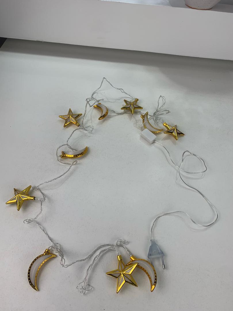 Guirlande Lumineuse Eid et Ramadan LED 10pcs - إضاءة رمضان على شكل قمر ونجمة - الصورة 2