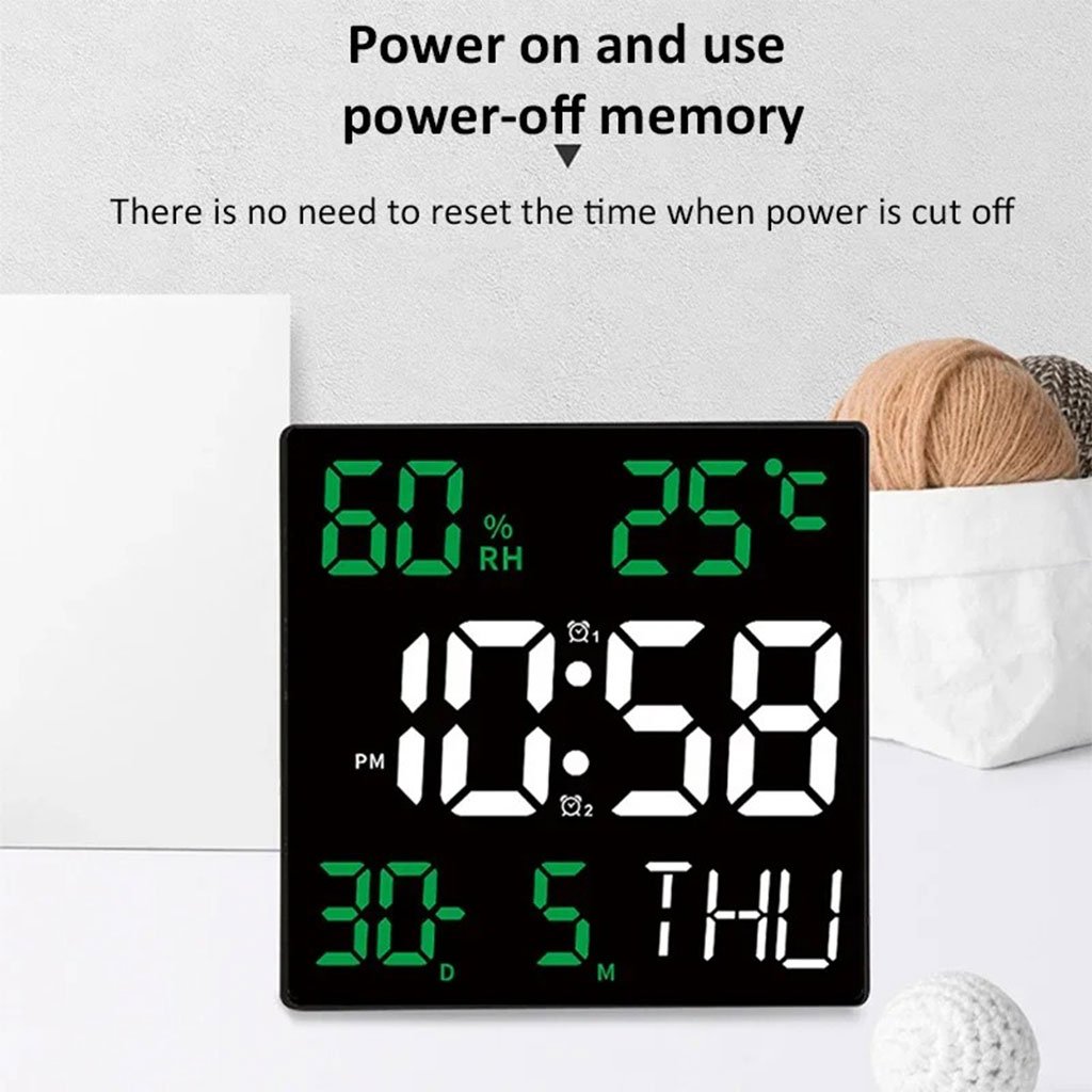 ساعة حائط رقمية مربعة كبيرة الشاشة - الصورة 4