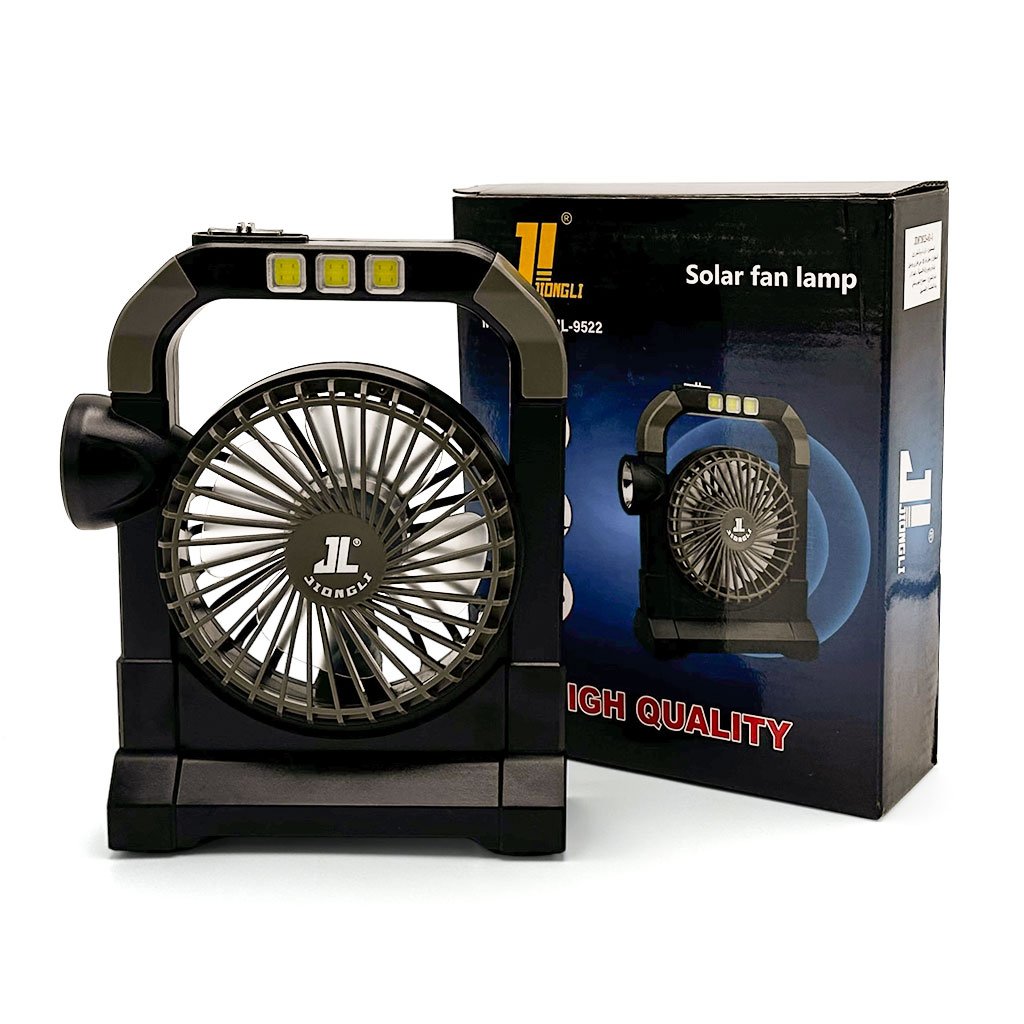 مروحة محمولة قابلة لإعادة الشحن مزودة بمصباح يدوي - الصورة 3