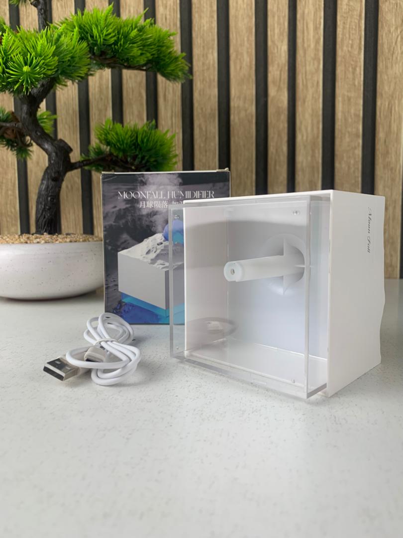 Humidificateur Cube 300 ml avec Veilleuse de Lune Colorée – معطر جو في الغرفة - الصورة 2