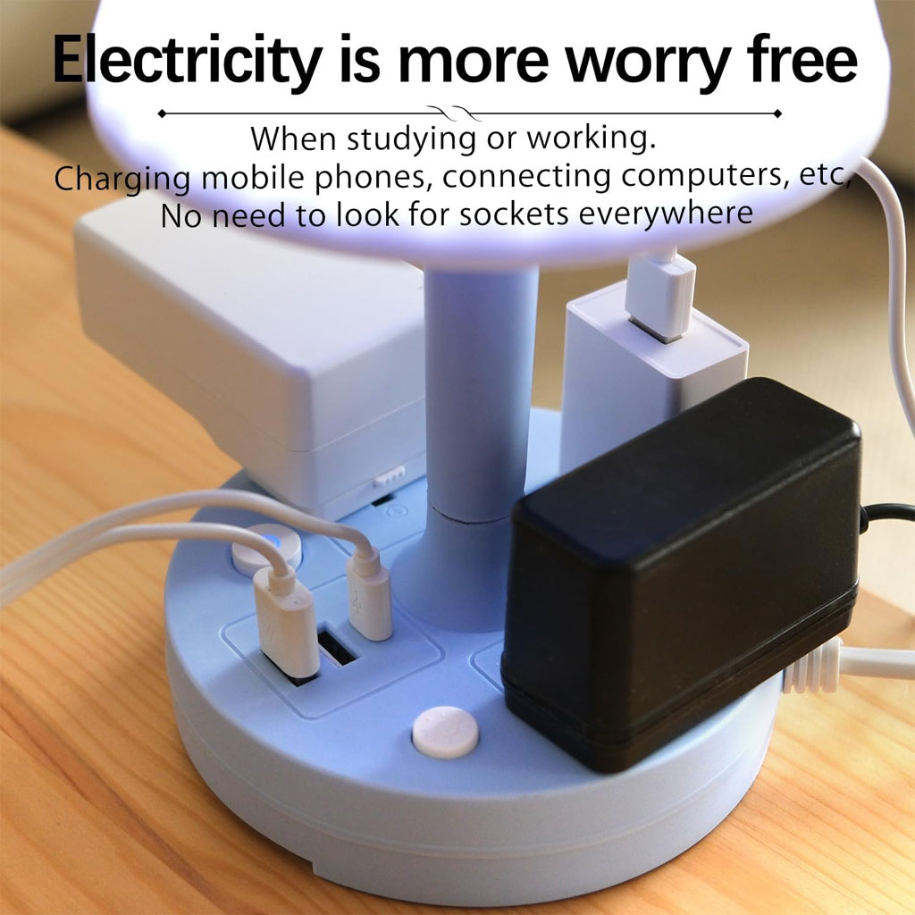 Lampe de table avec port USB à intensité variable 3 couleurs – مصباح ومقبس طاقة - الصورة 4