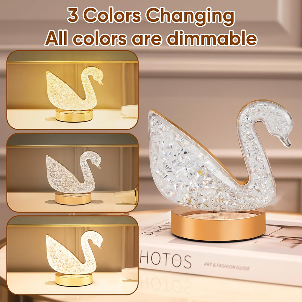 Lampe de Table et Veilleuse à Intensité Variable en Crystal - الصورة 5