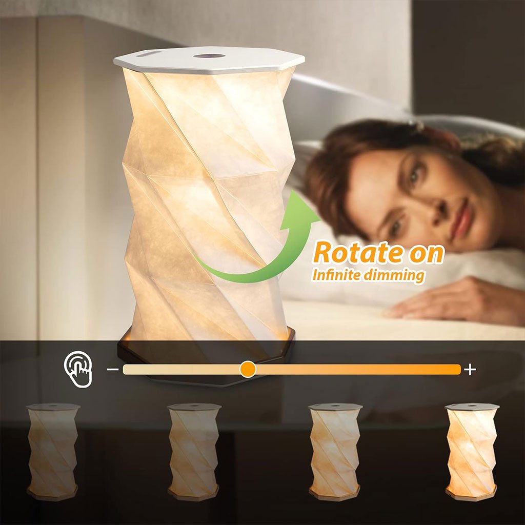 مصباح قراءة دوار محمول مصنوع من الخشب والورق - الصورة 6