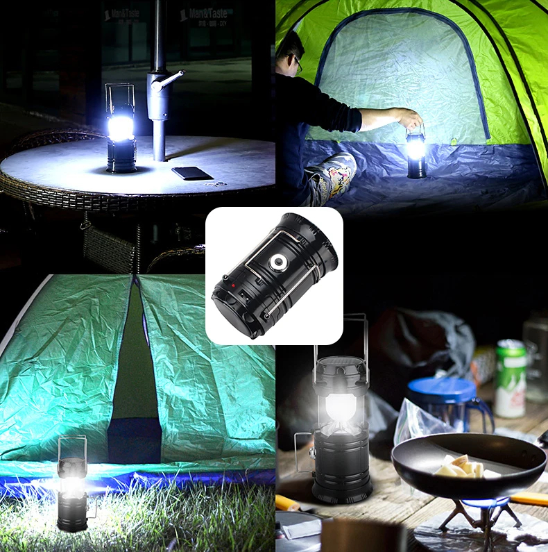 lampe de camping 2in1 rechargeable solaire pliable yd 3589