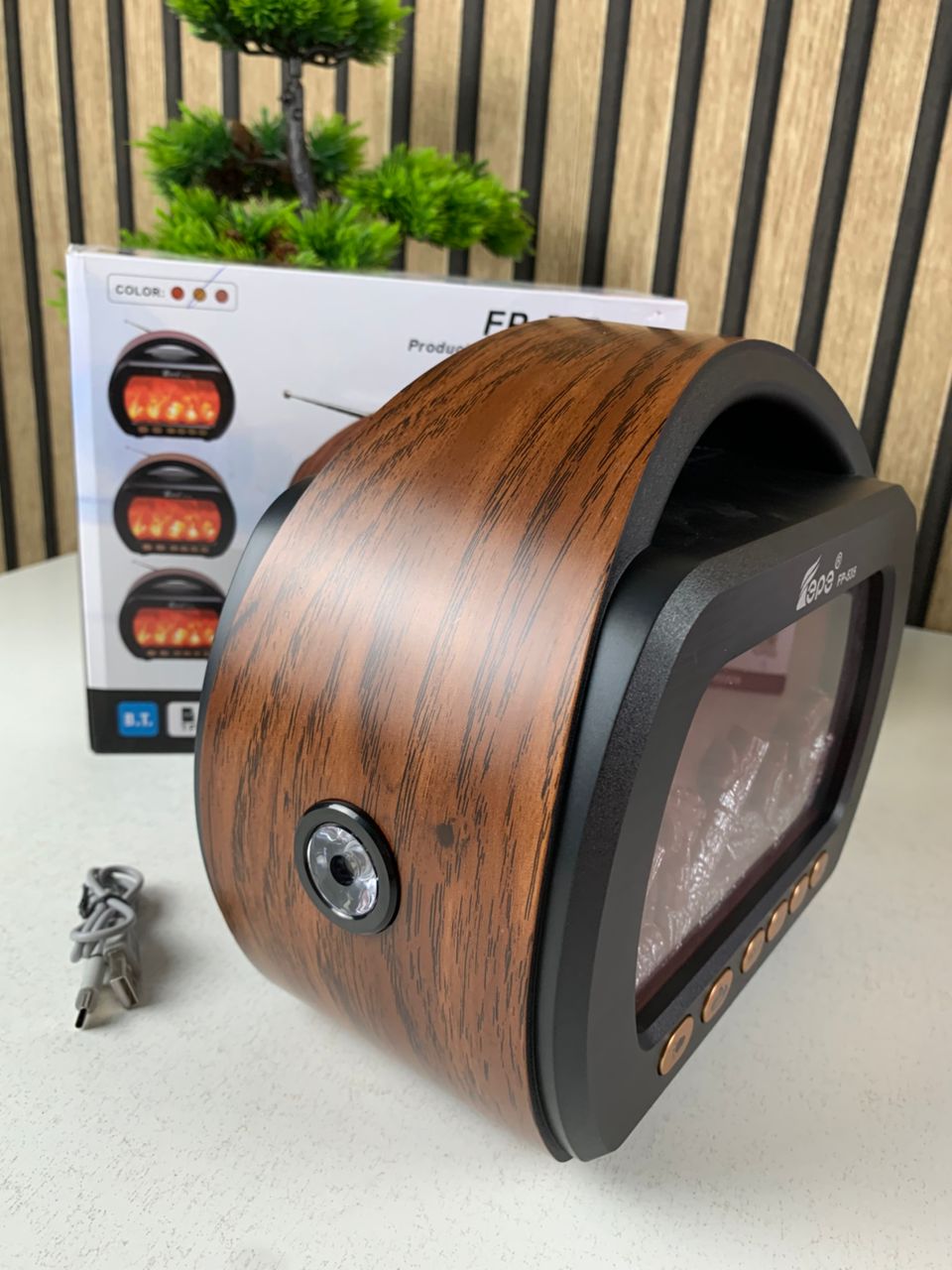 Haut Parleur Bluetooth sans fil Motif Flamme Style Rétro FP-535 – مكبر صوت بلوتوث - الصورة 2