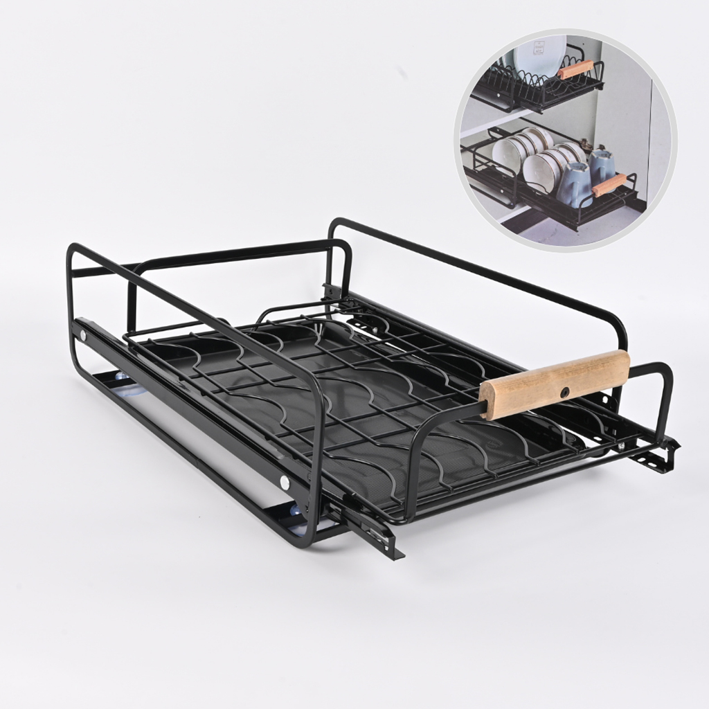 Égouttoir à vaisselle avec poignées en bois pour cuisine – منظم أواني داخل رف المطبخ - الصورة 4