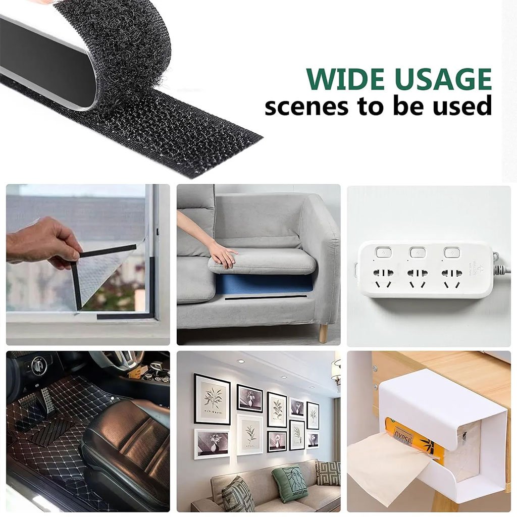 شريط فيلكرو أسود مزدوج الجوانب 200 سم × 2 - الصورة 6