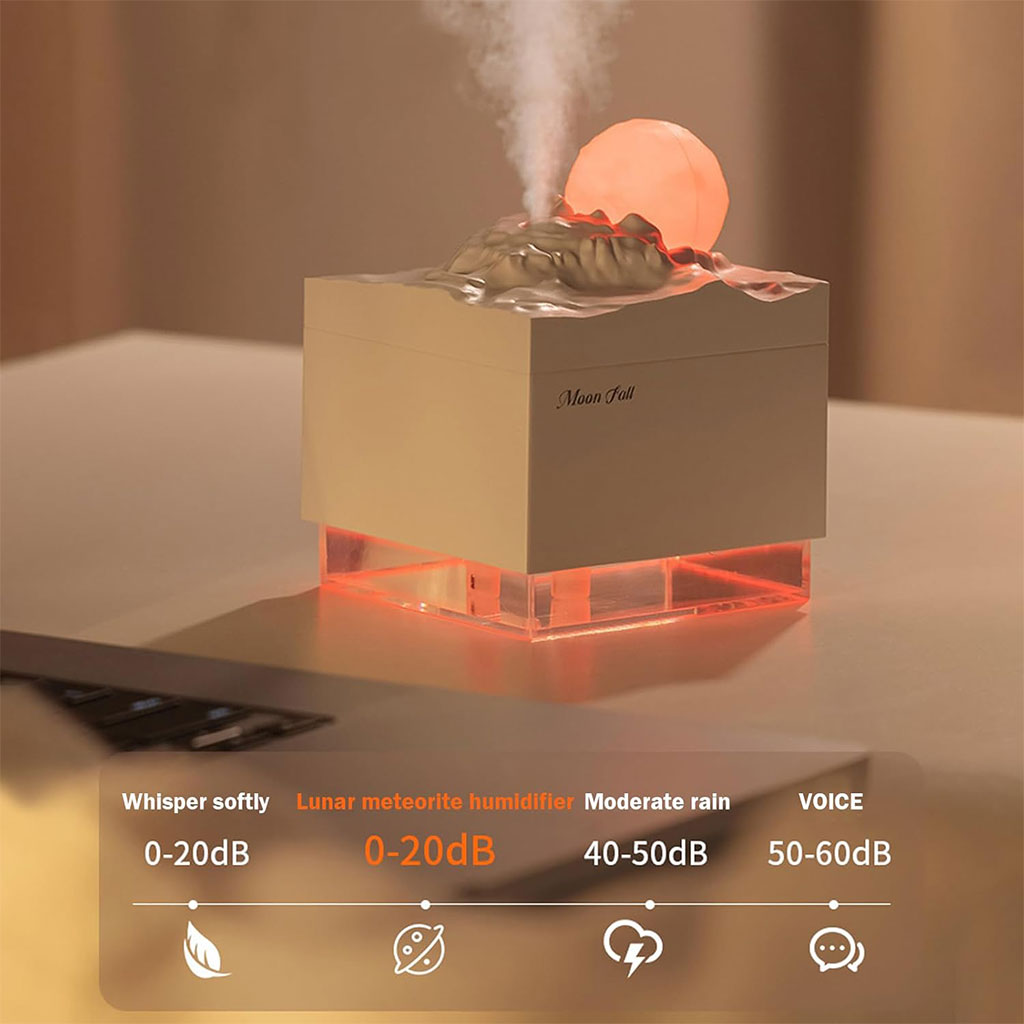 Humidificateur Cube 300 ml avec Veilleuse de Lune Colorée – معطر جو في الغرفة - الصورة 6