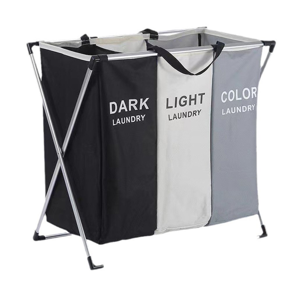 سلة غسيل قابلة للطي بثلاثة أقسام لفصل الملابس V3 - الصورة 2