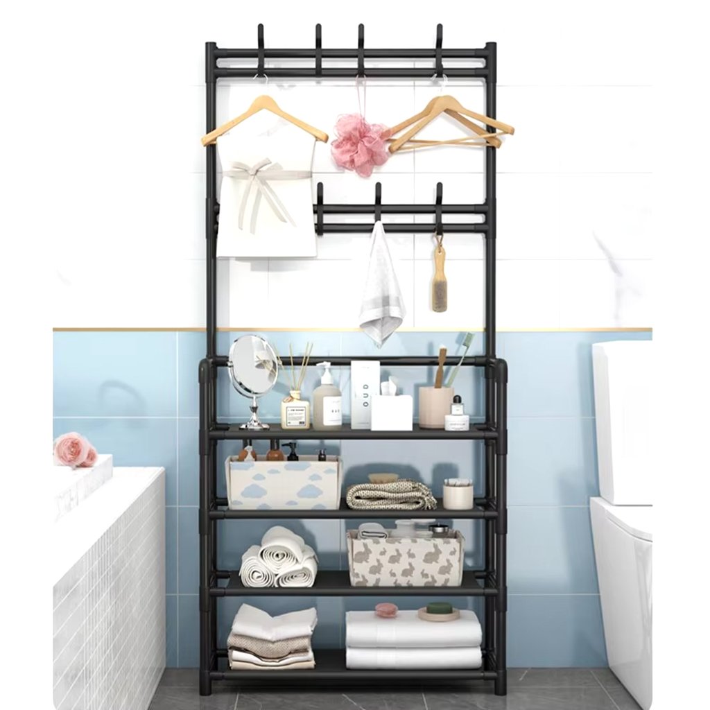 رف أحذية ورف معاطف من 4 طبقات مع 4 - الصورة 5