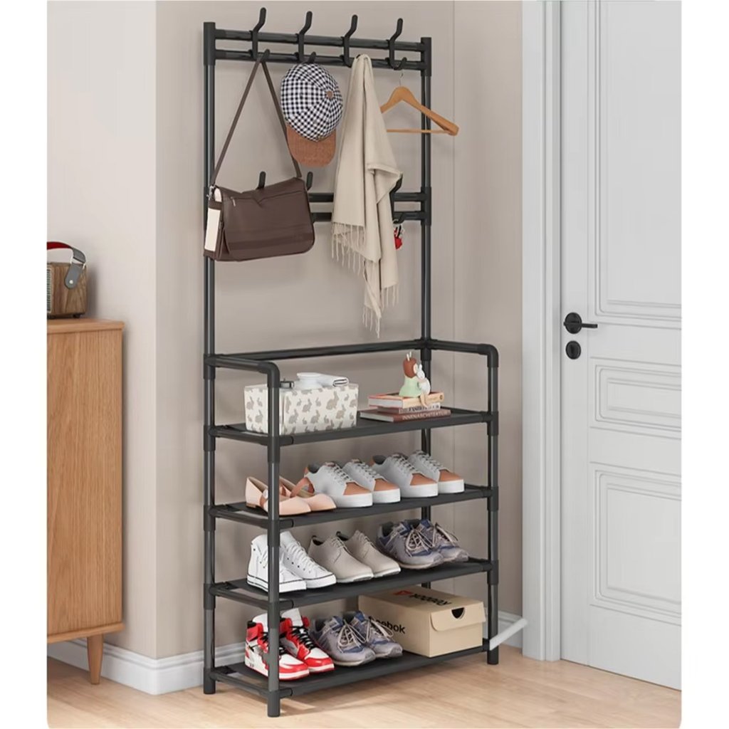 رف أحذية ورف معاطف من 4 طبقات مع 4 - الصورة 4