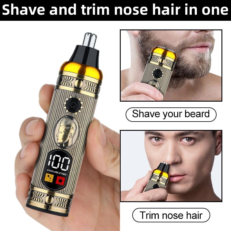 Ensemble de rasoir électrique pour hommes, tondeuse pour barbe et nez, chargeur USB, avec écran LCD - الصورة 8