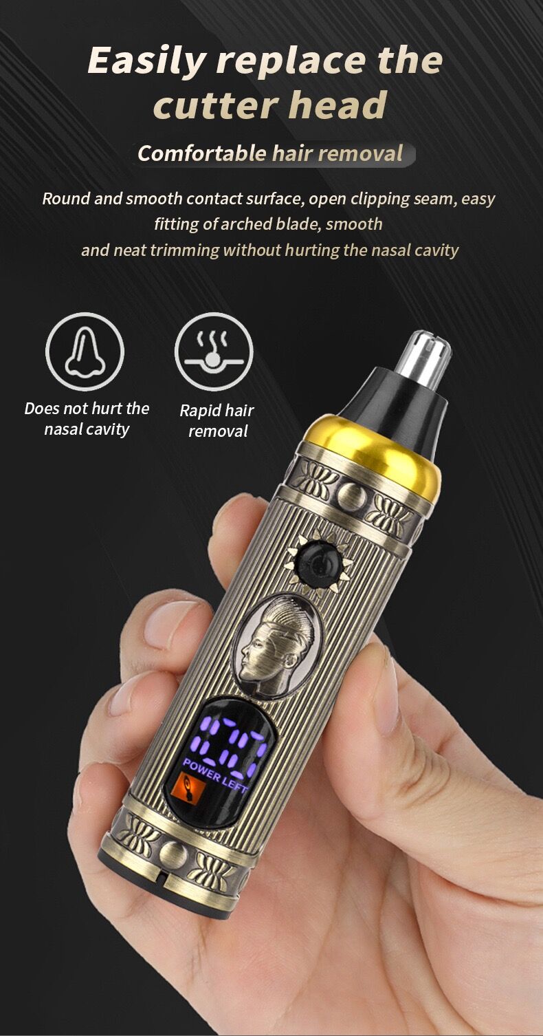 Ensemble de rasoir électrique pour hommes, tondeuse pour barbe et nez, chargeur USB, avec écran LCD - الصورة 7