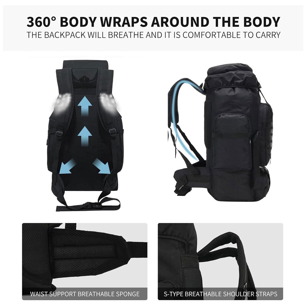 حقيبة ظهر 80L التكتيكية للمشي لمسافات طويلة - الصورة 5