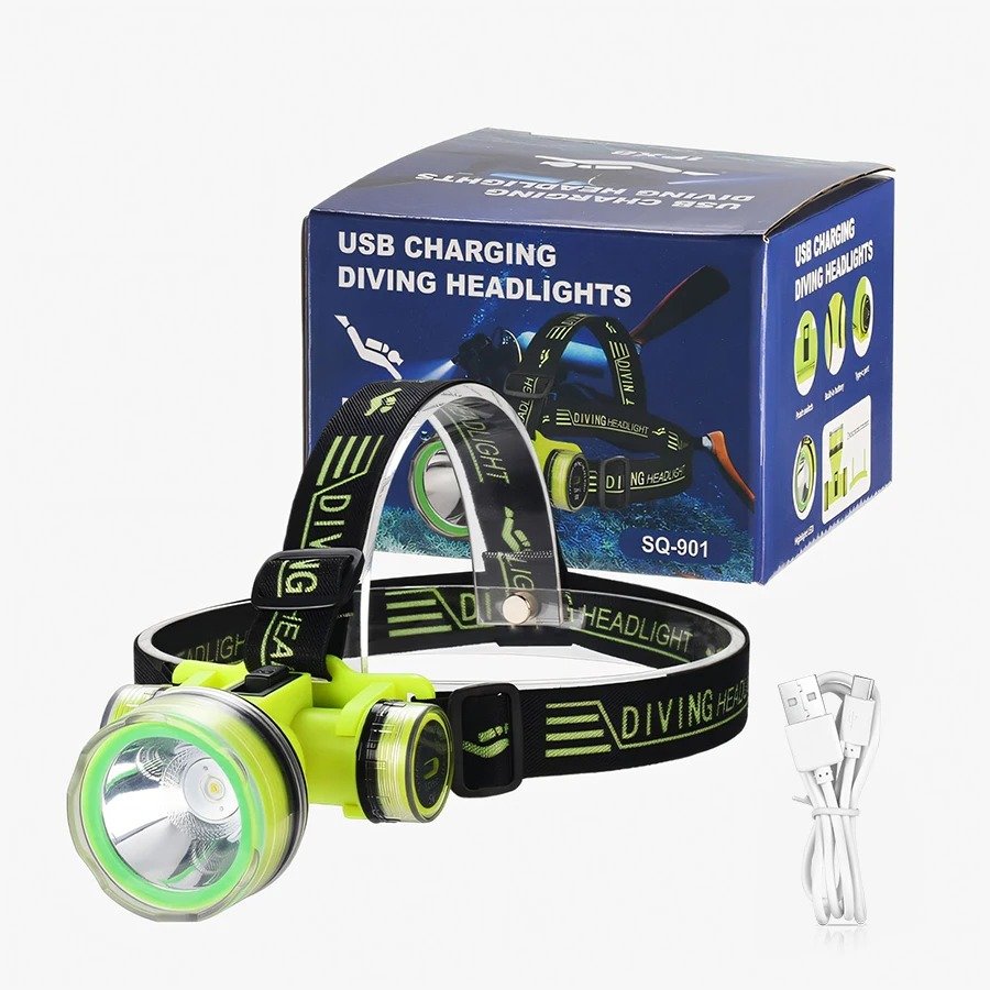 مصباح رأس للغوص مقاوم للماء وقابل لإعادة الشحن - الصورة 7