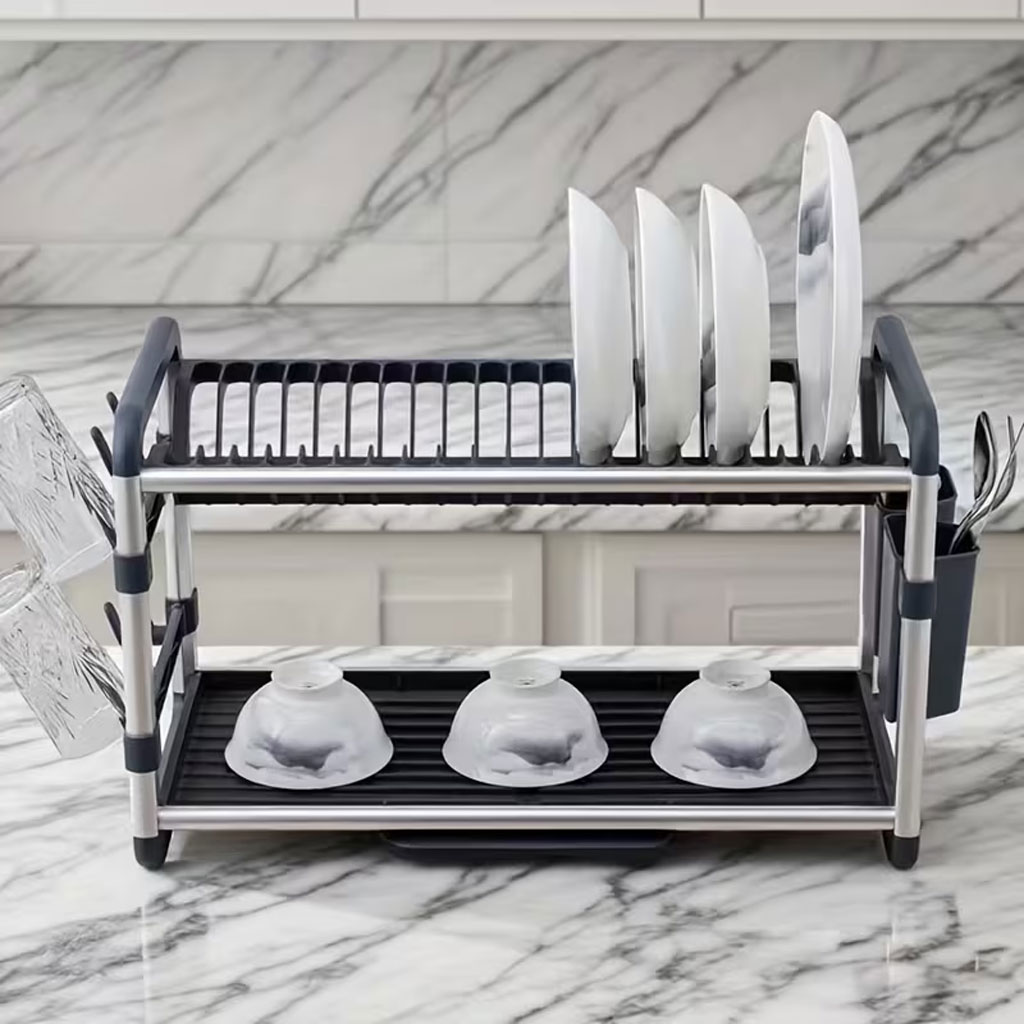 Egouttoir à Vaisselle en Aluminium de Haute Qualité 2 étages SX-842 – منظم أواني الغسيل - الصورة 4