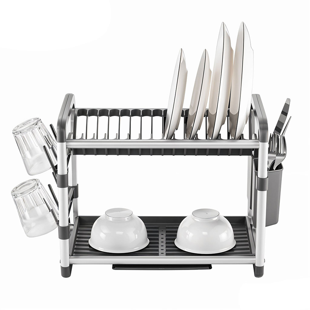 Egouttoir à Vaisselle en Aluminium de Haute Qualité 2 étages SX-842 – منظم أواني الغسيل - الصورة 5