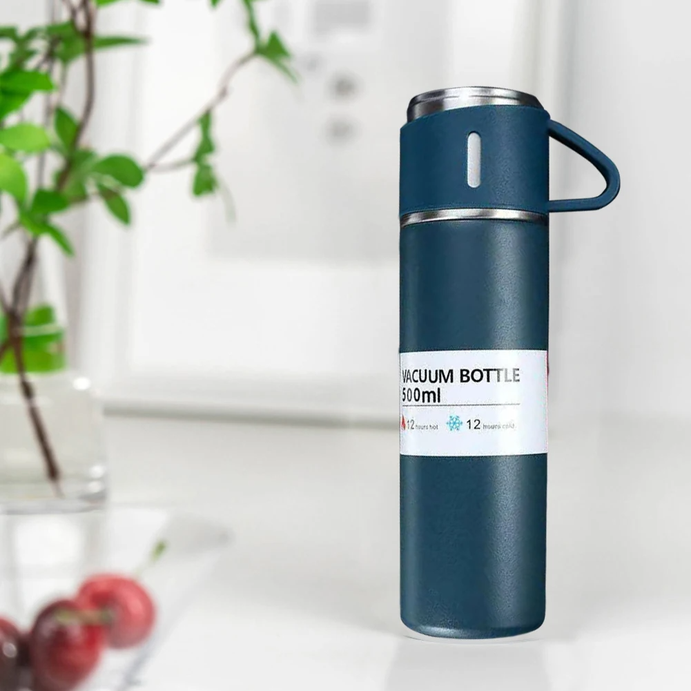 ensemble thermos avec 3 tasses thermique 500ml en acier inoxydable