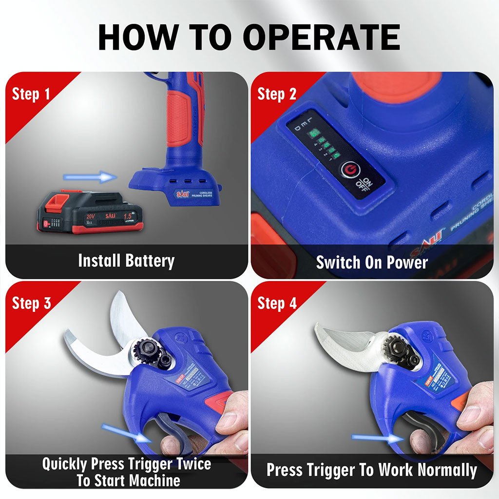 مقص تقليم كهربائي بقوة 25 فولت مع بطاريتين - الصورة 5