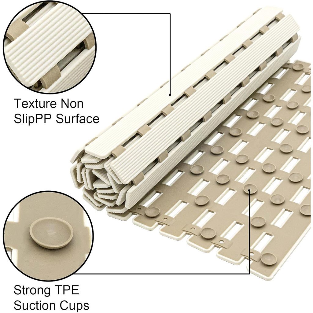 سجادة حمام ودش مانعة للانزلاق مع فتحة تصريف - الصورة 5