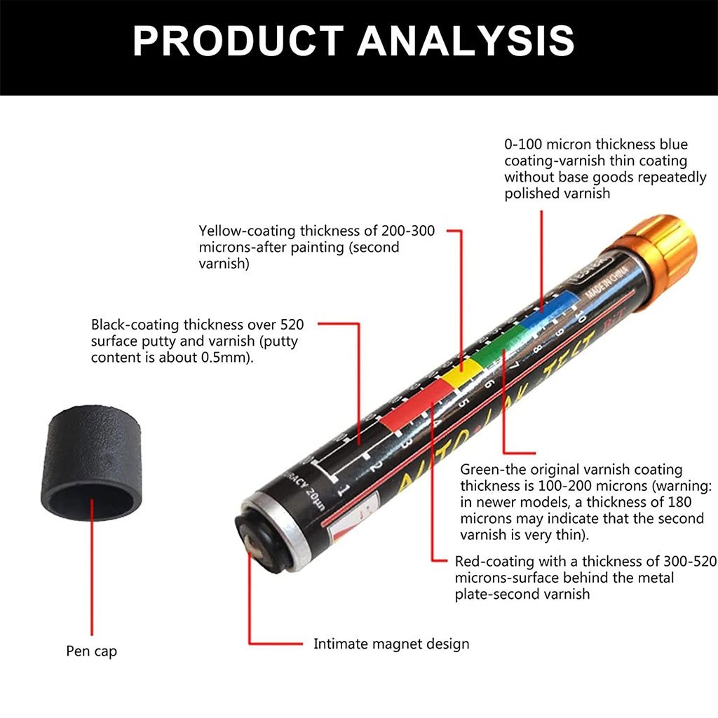 جهاز قياس سمك الطلاء بمقياس ذي طرف مغناطيسي للسيارات - الصورة 2