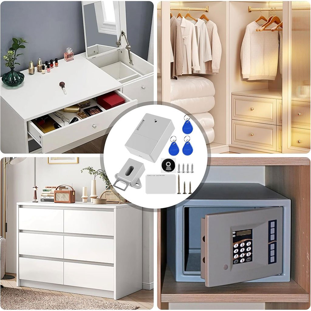 قفل إلكتروني للخزانة مع بطاقة فتح القفل - الصورة 6