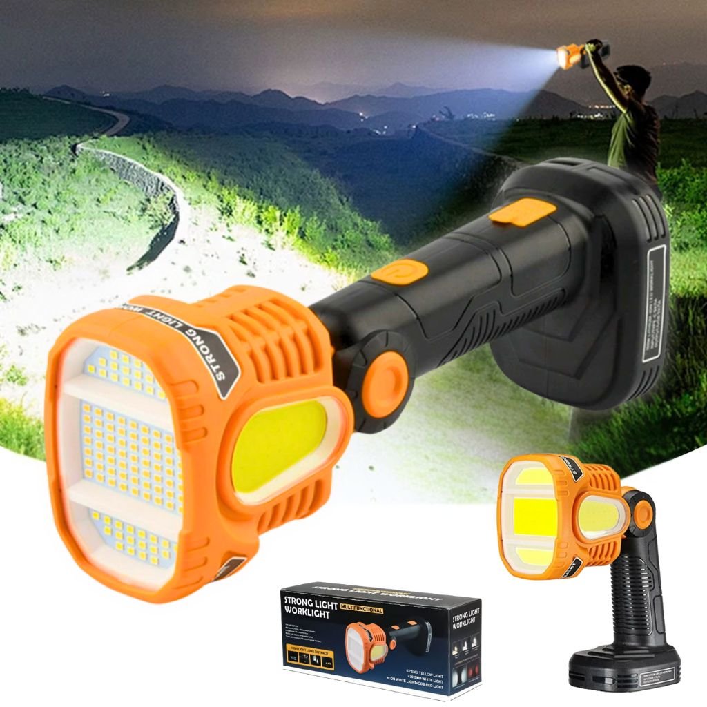 مصباح يدوي قابل لإعادة الشحن عبر منفذ مزود بضوء