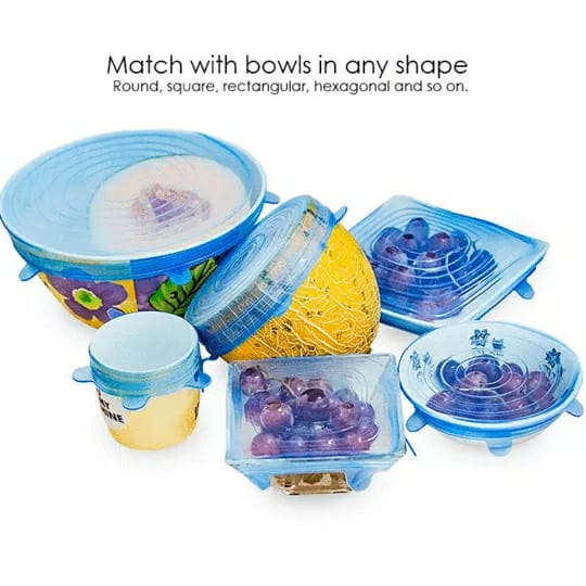 6 couvercles en silicone, extensibles, réutilisables, hermétiques, pour conservation des aliments, pour micro-ondes, pour la cuisine - الصورة 3