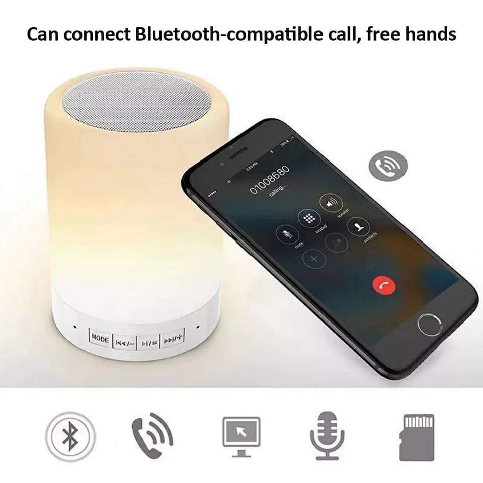 haut parleur bluetooth + veilleuse tactile led colorée /aux / tf cart/usb