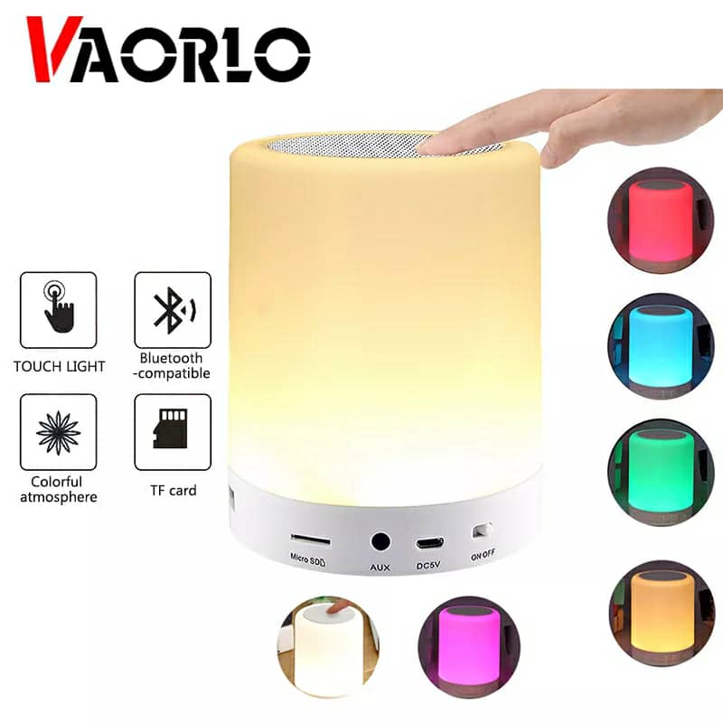 haut parleur bluetooth + veilleuse tactile led colorée /aux / tf cart/usb