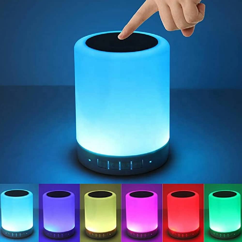 haut parleur bluetooth + veilleuse tactile led colorée /aux / tf cart/usb