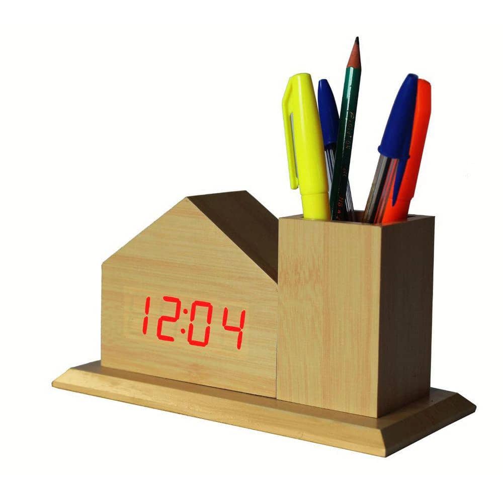 digital wooden clock sound control vst 879