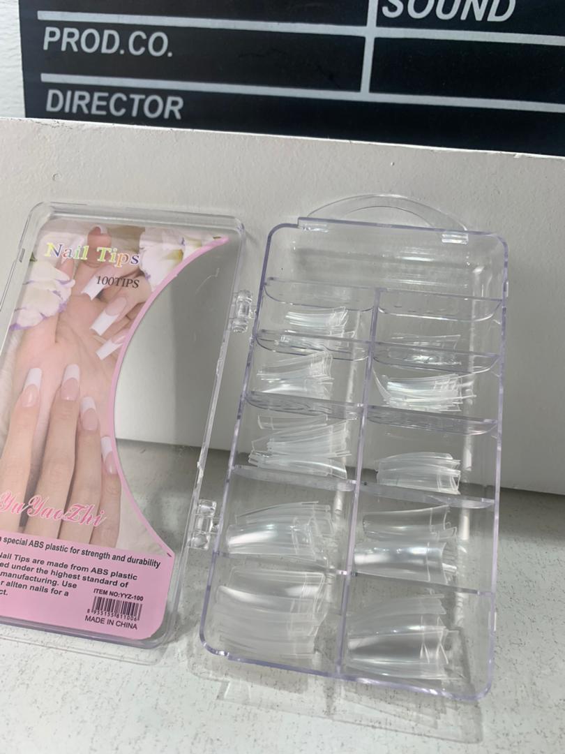 100PCS faux ongles carrés transparents professionnels en acrylique – طقم أظافر صناعية - الصورة 2