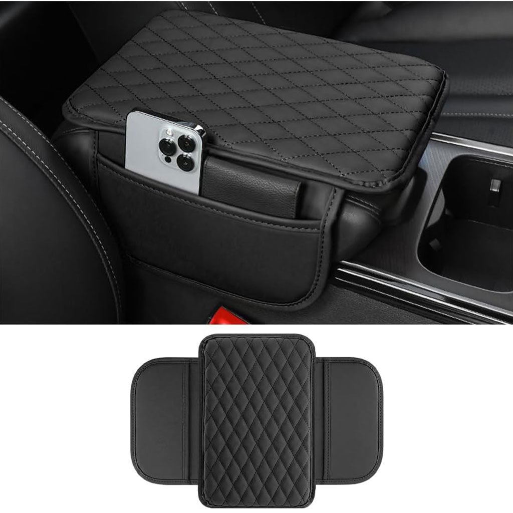 غطاء مسند ذراع السيارة من الجلد الرقيق مع حقيبتي - الصورة 6