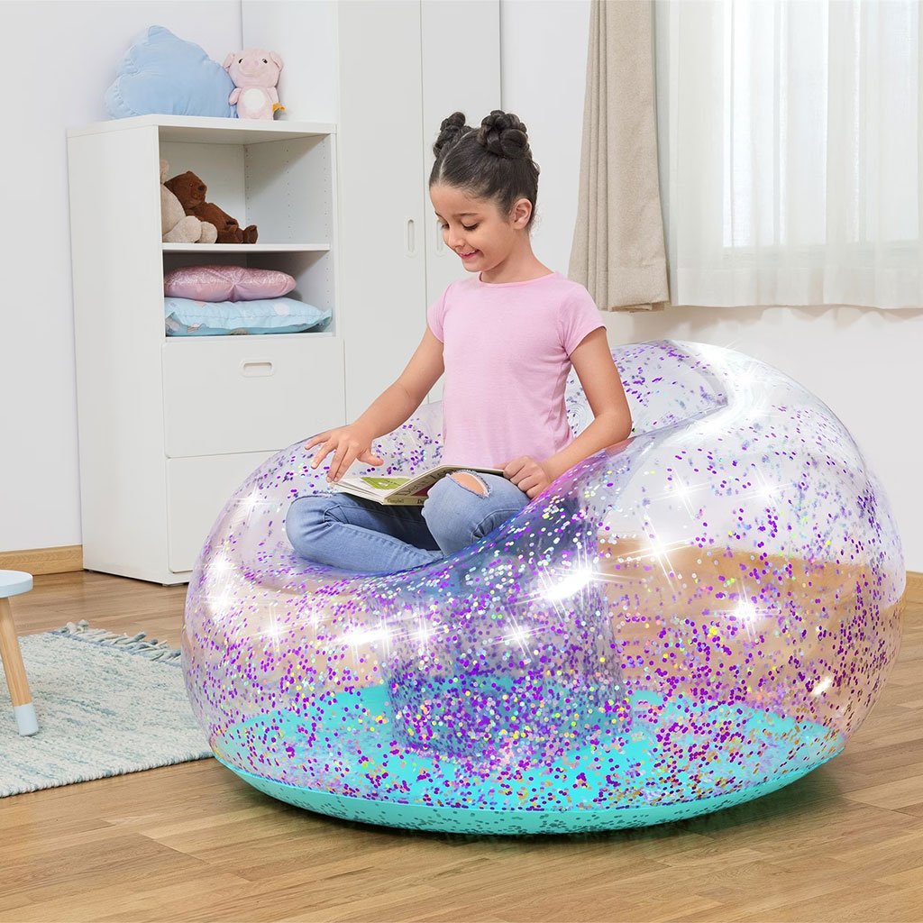 كرسي أحلام عملاق قابل للنفخ مزين بالترتر - الصورة 5