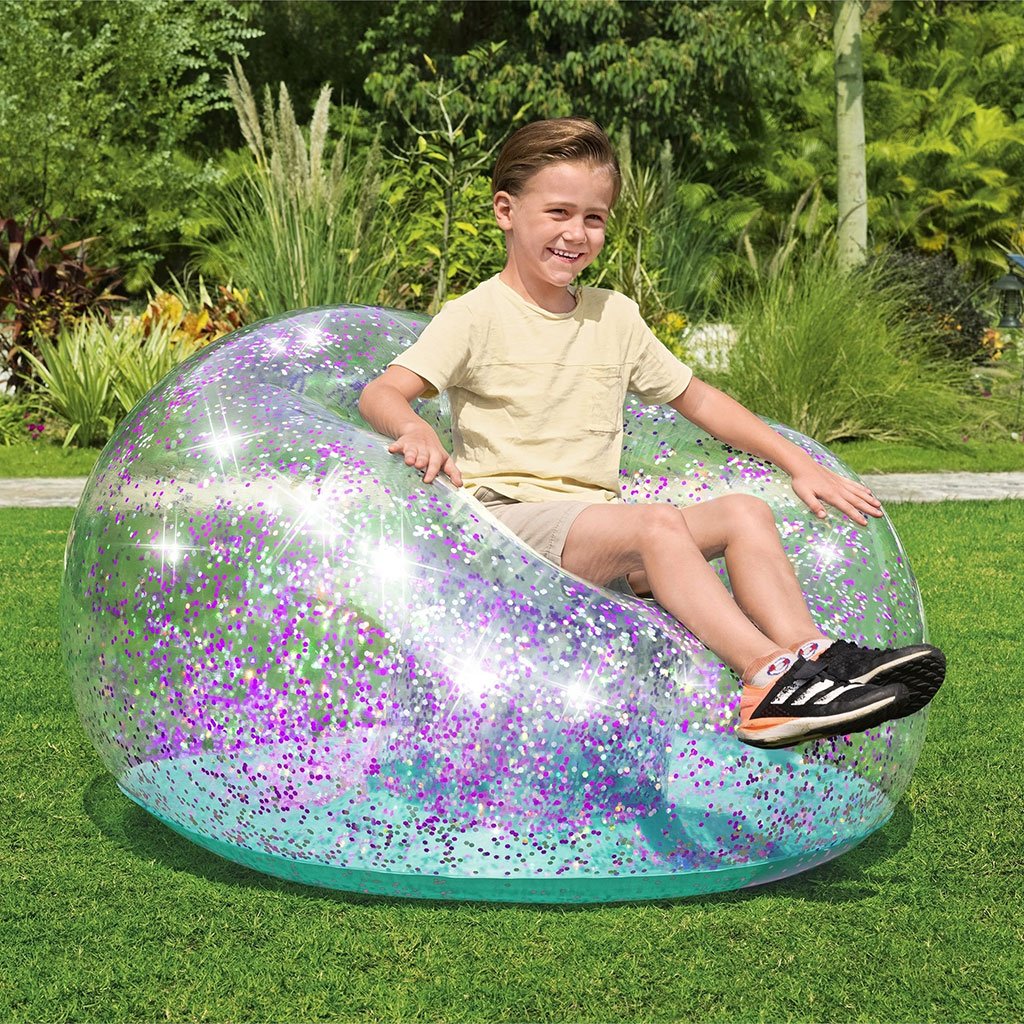 كرسي أحلام عملاق قابل للنفخ مزين بالترتر