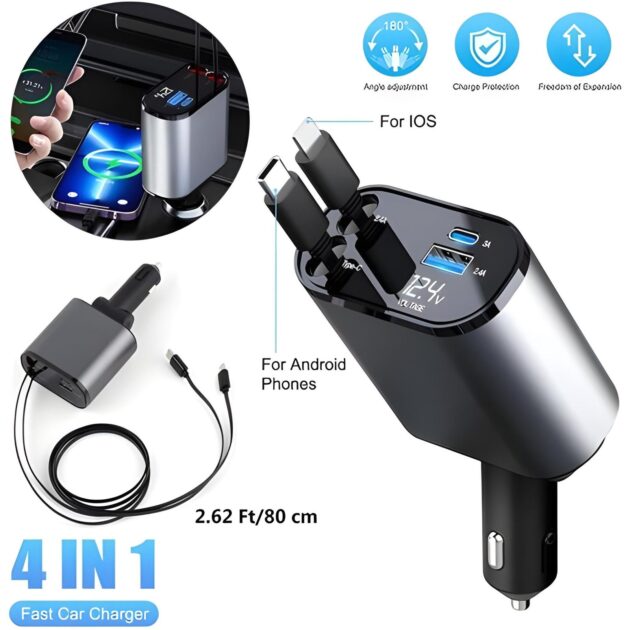 شاحن سيارة قابل للسحب...