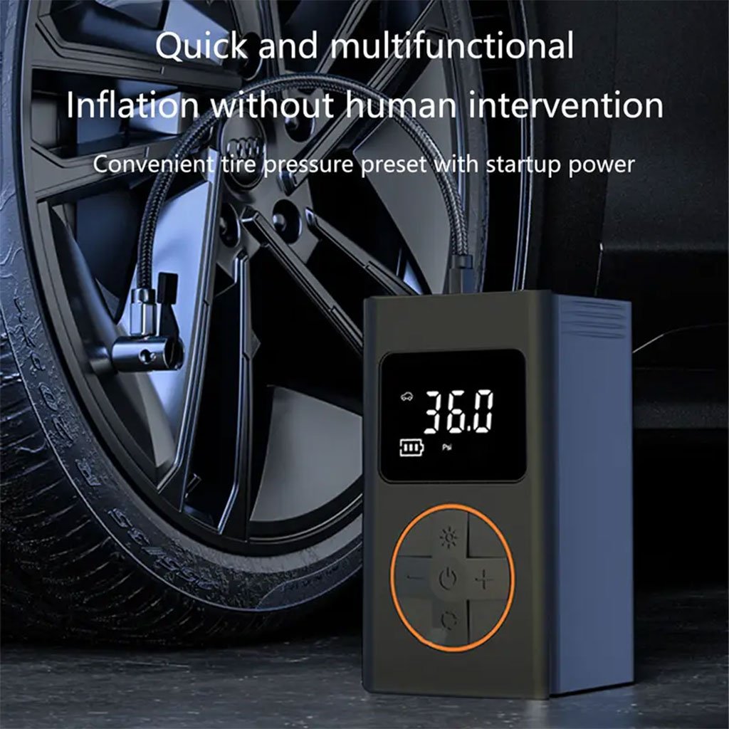 ضاغط هواء لإطارات السيارات مزود بمقياس ضغط رقمي - الصورة 6