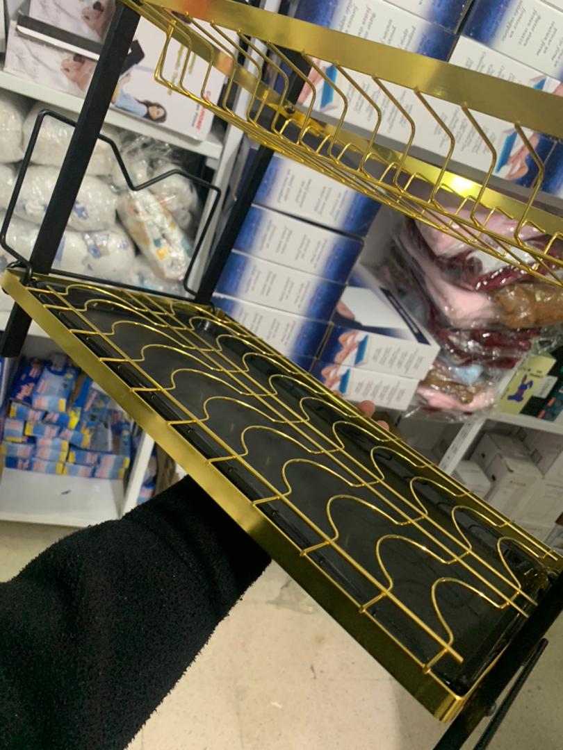 Égouttoir à Vaisselle 2 Niveaux Gold pour Comptoir de Cuisine – حامل أواني ذهبي - الصورة 3