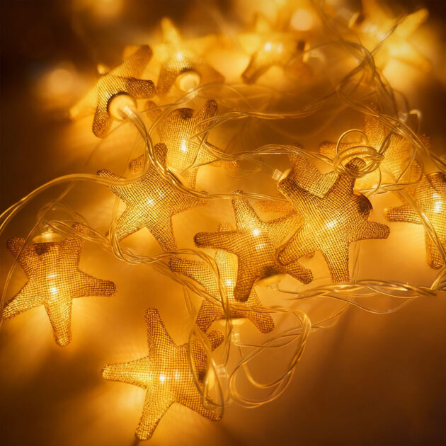 Guirlande Lumineuse Étoiles Dorées...
