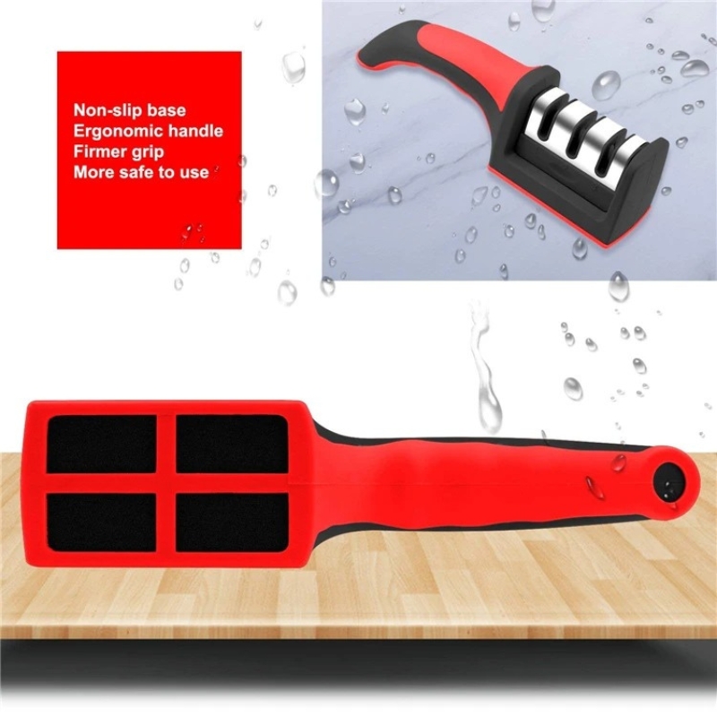 Aiguisoir de couteaux a 3 étapes en acier diamant enduit de céramique , outils d’affûtage de cuisine - الصورة 4