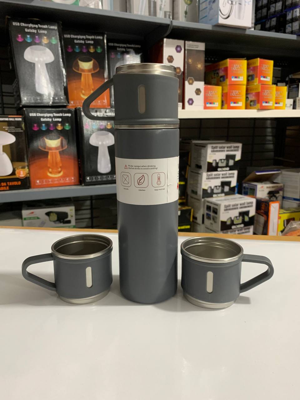 ensemble thermos avec 3 tasses thermique 500ml en acier inoxydable