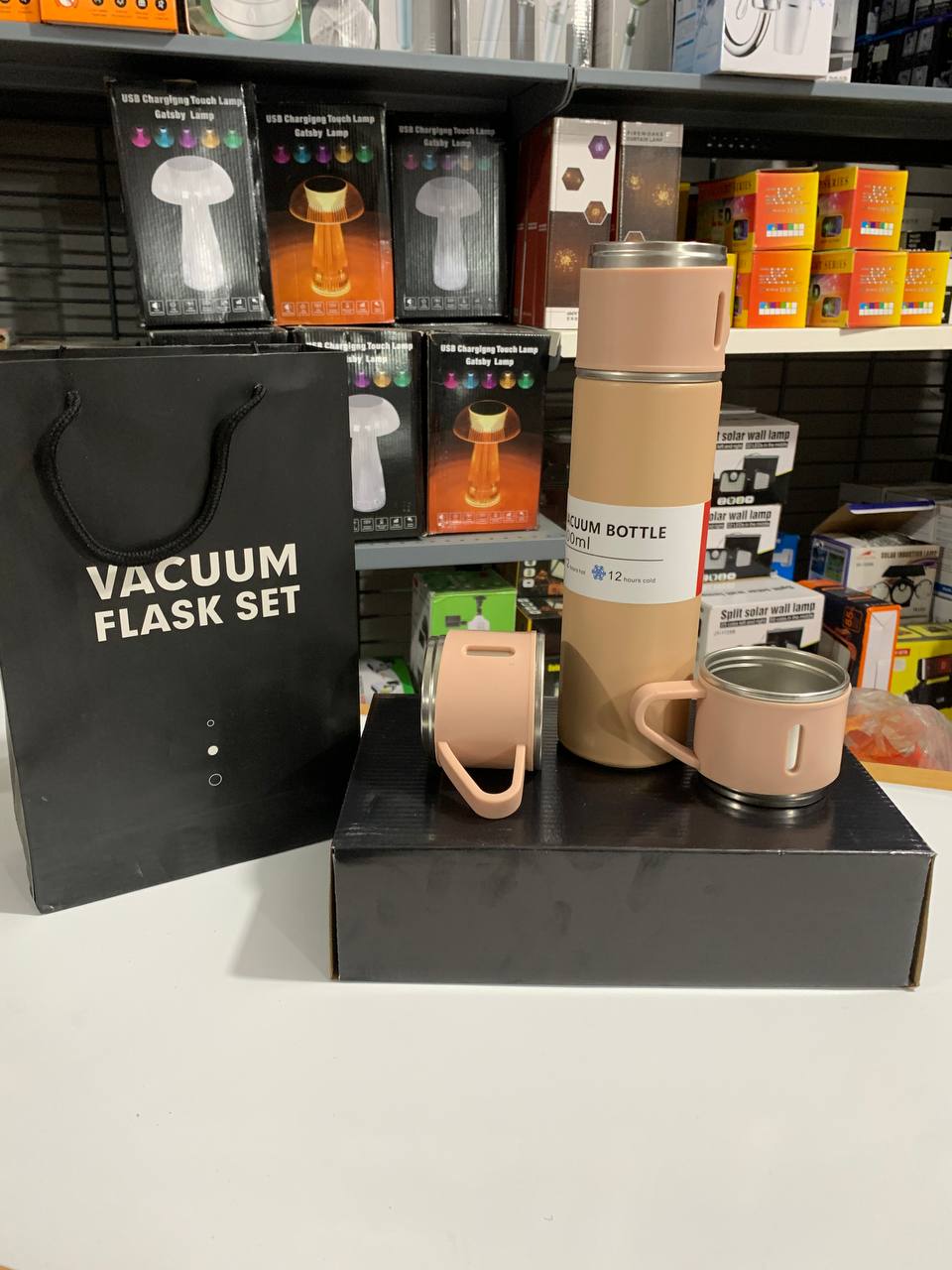 ensemble thermos avec 3 tasses thermique 500ml en acier inoxydable