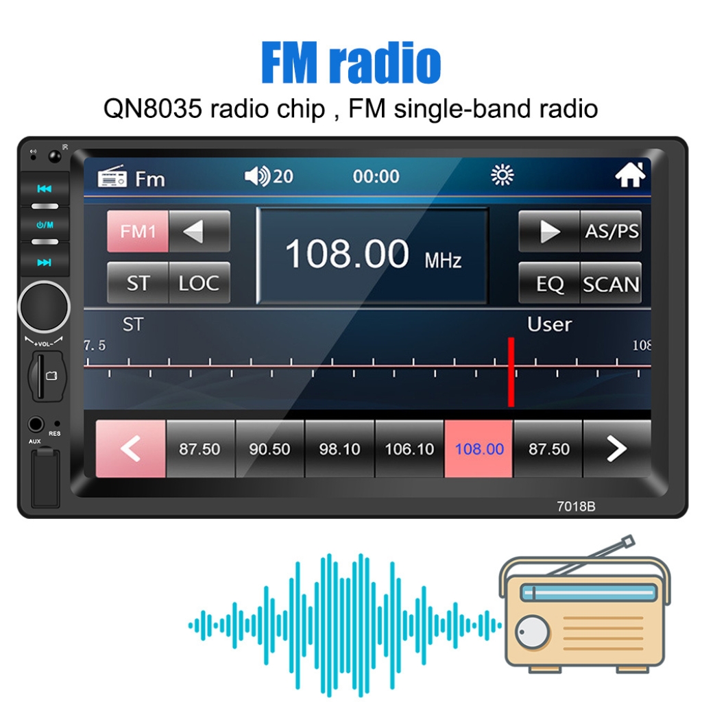 dvd mp5 auto radio écran tactile 7 pouce bleutooth. usb aux .card sd. standard