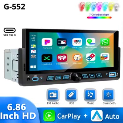 مشغل وسائط سيارة Gazel Systems MP5 بشاشة LCD مع CarPlay وAndroid Auto