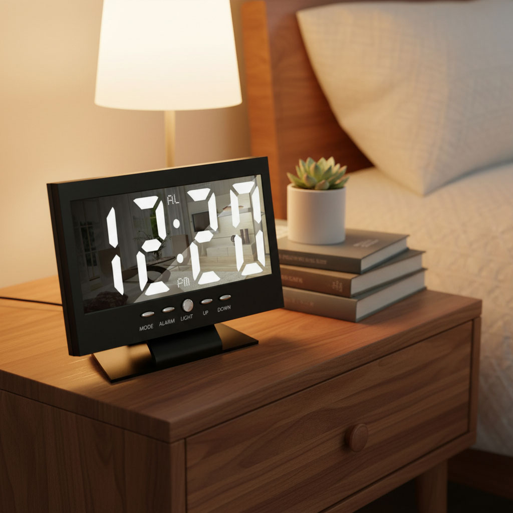 ساعة منبه رقمية DS-8082L بشاشة LED عاكسة حديثة - الصورة 7