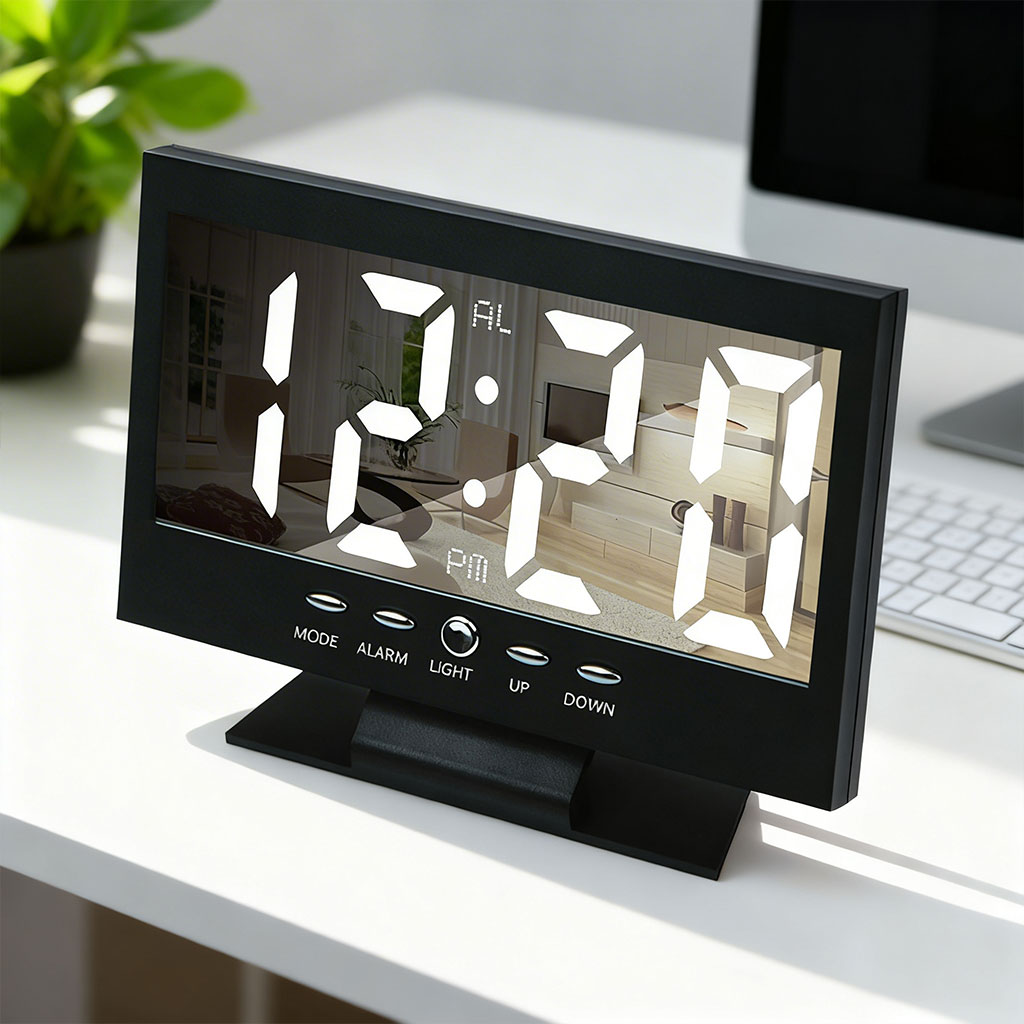 ساعة منبه رقمية DS-8082L بشاشة LED عاكسة حديثة - الصورة 6